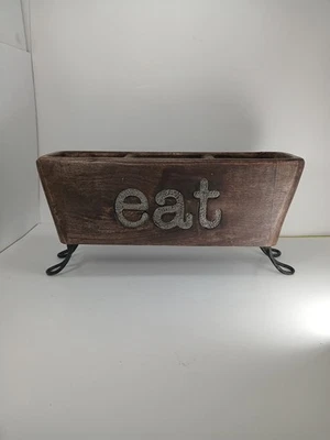 Carrito/portautensilios dividido de madera para pastel de barro 'comer' letras de metal 3 compartimentos Foto 1 de 4