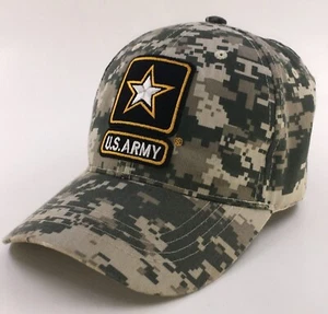 US Army Logo Hat Cap Adjustable Hook N Loop Back Men Digital Camo Excellent Cond - Picture 1 of 6