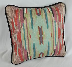 Corded Ralph Lauren Hawk Springs Southwest Striped Fabric Custom Accent Pillow 
