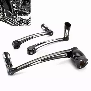 Black Brake Arm Shift Lever w/ Shift Peg Pedal Kit For Harley Touring Softail FL - Bild 1 von 14