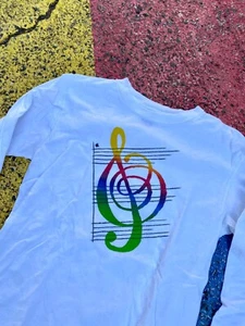 VTG 80s Apple Computers Apple IIGS College Treble Clef Graphic L/S Shirt USA S - Picture 1 of 10