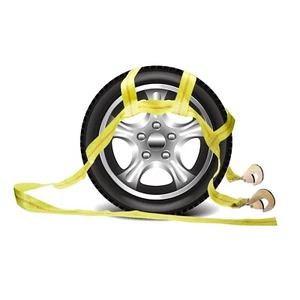 2PC Adjustable Car Tire Basket Strap Wheel Net Set J Hook Tow Dolly Tire Tool - Picture 1 of 8