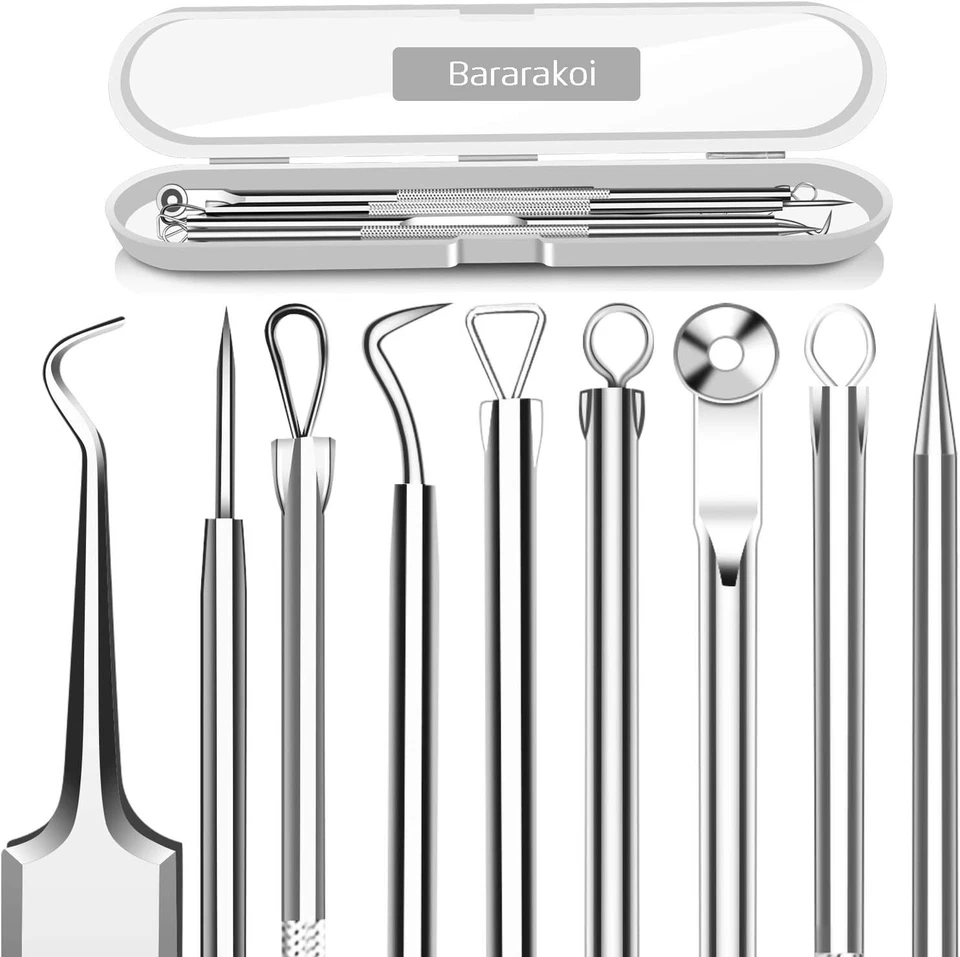 5PCS Blackhead Remover Comedone Extractor, Curved Blackhead Tweezers Kit, Profes - Image 1 of 4