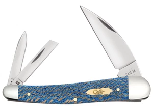 CASE XX 63735 SEAHORSE WHITTLER POCKET KNIFE BLUE SYCAMORE WOOD HANDLE 7355WH SS - Picture 1 of 4