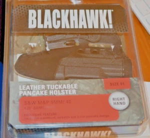 Leather Tuckable Pancake Holster RH #422001BK-R S&W M&P 9 40 45 4.3" Full Size - Picture 1 of 4