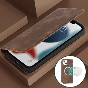 Magsafe Magnetic Case For iPhone 16 15 14 Pro Max 13 12 Flip Leather Card Cover - Picture 1 of 17
