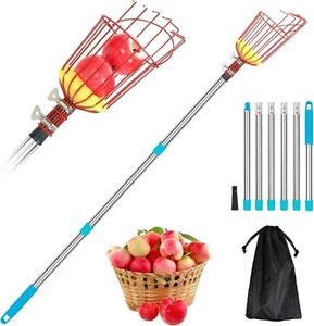 New 13Ft Fruit Picker Pole Basket, Adjustable Handle for Apples, Lemons, Mangoes - Picture 1 of 6