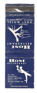 HOST RESTAURANTE HOST MOTEL WILKES BARRE PA Vintage Matchbook Cubierta SM7 - Imagen 1 de 2