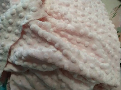 Remnant Minky Dimple Dot Fabric Plush Light Pink 3 Yd 10" Long x 18-24" wide - Image 1 of 4