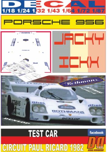 1982 PORSCHE 956 ROTHMANS TEST CAR J.ICKX PAUL RICARD DECAL (01)