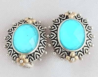 Pendientes Barbara Bixby Oro Esterlina 18k Turquesa Doble Piedra Facetada Foto 1 de 4