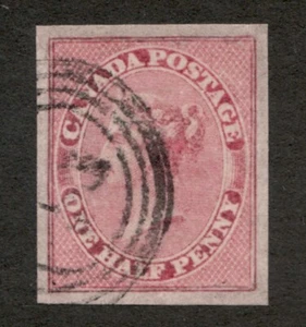 1857 Kanada Sc# 8 - One Half Penny, Queen Victoria - gebraucht, flach dünn. - Bild 1 von 1