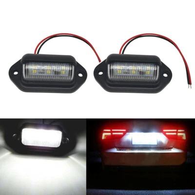 6LED Lights For Number License Plate Lamp Car Trailers Trucks Accessories 2PCS - Image 1 of 4