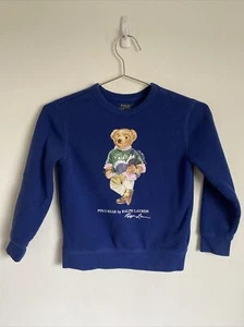 Polo Ralph Lauren Bear Kids Sweatshirt Size 6 Blue Casual - Picture 1 of 8