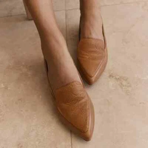 Frankie 4 Leather Loafer Shoes Tan Brown Faye Embossed Reptile Slip On AU8 EU39 - Picture 1 of 17