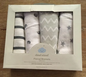 Cloud Island Flannel Blankets Set Of 4 Hedgehog Stars Zigzag 30x30 - Picture 1 of 6