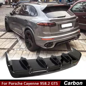 Difusor de labios de parachoques trasero de fibra de carbono para Porsche Cayenne 958.2 GTS 2015-2017 - Imagen 1 de 12