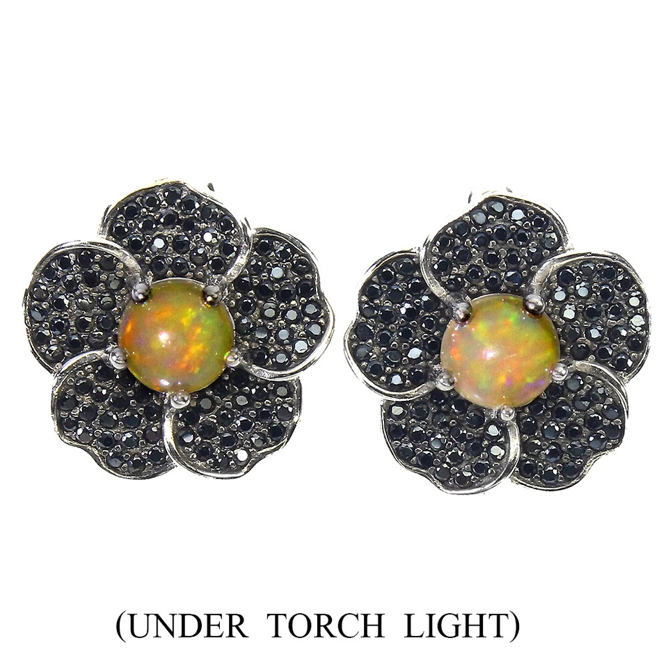 Pendientes de plata de ley 925 ovalados ópalo de fuego 6 mm espinela piedras preciosas naturales joyería Foto 1 de 4