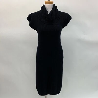 Stile Benetton Women's Sweater Dress Small Black Short Sleeve Wool Angora Blend - Image 1 of 4