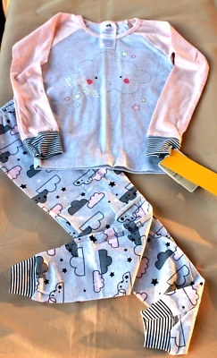 Cómodo pijama de algodón orgánico recién nacido para niñas pequeñas 2 piezas 4T. Nuevo con etiquetas Foto 1 de 4