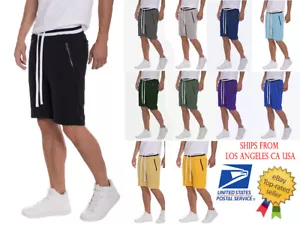 Mens and Unisex French Terry Casual Sweat Shorts Elastic Waist - Picture 1 of 32