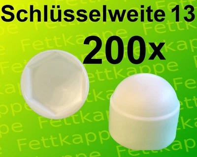 200 Sechskant Schutzkappen weiss Schlüsselweite 13 - Schraube Abdeckkappe Mutter - Bild 1 von 3