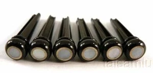10 sets Acoustic Guitar Ebony Pin dot with brass circle skirt / collar 5mm EP6U - Picture 1 of 1