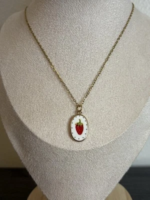 NEW Handmade Gold Strawberry Necklace | Waterproof & Tarnish Resistant - Image 1 of 4