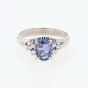 sapphire design ring Platinum ring melee diamond Ring Pt900 sapphire diamond... - Picture 1 of 8