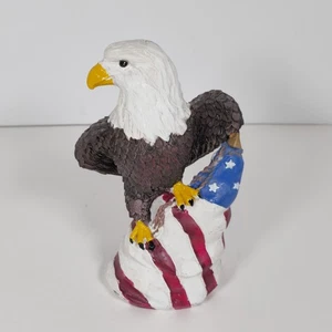 Patriotic Bald Eagle Figurine And American Flag – Freedom Resin Statue USA Decor - Picture 1 of 8