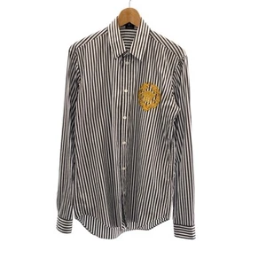 VERSACE Medusa A87413 Long-sleeved shirt striped shirt Gray white cotton - Picture 1 of 10