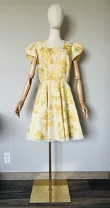Vintage Square Dance Kleid Co gelb Gingham Blumen Spitzenbesatz Western Gr. M? - Bild 1 von 18