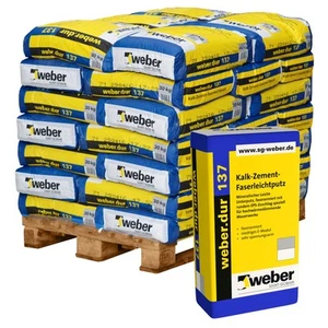 35x weber.dur 137 Faser-Leichtputz Unterputz Faserputz Dämmung 1mm grau 30kg - Bild 1 von 2