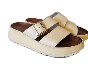 Sandalias Papillio Birkenstock Almina Anchas Correas de Cuero Negro Rafia EU 37 US 6 - Imagen 1 de 11