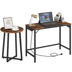 Side Table End Table Nightstand /Computer Desk with Power Outlet Office Desk - Picture 1 of 18
