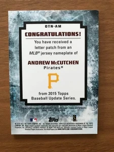 OWN THE NAME Andrew McCutchen 1/1 Nameplate Patch Pirates Limited Edition - Picture 1 of 2