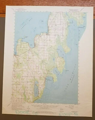 Оригинальная винтажная топографическая карта Sister Bay, Wisconsin 1960 USGS 21 x 17 дюймов - Изображение 1 из 4