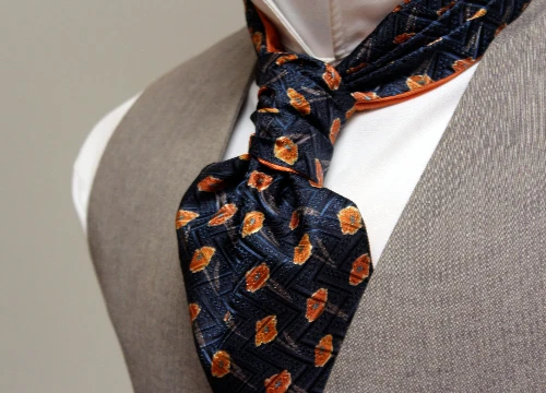 NUEVO CON ETIQUETAS Naranja Amapolas Adorno Seda Ascot A158 Caja de Regalo Foto 1 de 4