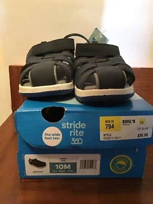 NIB Stride Rite Boys Summer Shoes Sandals "Paddy" Navy Blue Sz 10 - Image 1 of 4