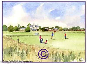 CALDERFIELDS GOLF COURSE WALSALL WATERCOLOUR ARTISTS PRINT GREETINGS CARD 8"x 6" - Picture 1 of 1