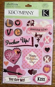 K&Company Smitten Happy Valentine’s Day Forever Yours Pucker Up Love XO Stickers - Picture 1 of 4