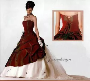 Romantisch Weinrot Brautkleid Schulterfrei Schnürt Gr.34-46 Hochzeit Übergröße - Bild 1 von 6
