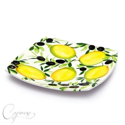 BASSANO KERAMIK TELLER SERVIERPLATTE 31 CM ZITRONE MIT OLIVE MOTIV AUS ITALIEN - Bild 1 von 3