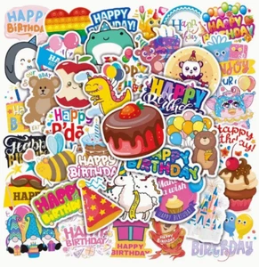 HAPPY BIRTHDAY - 50 STICKERS! No Duplicates - Graffiti Stickers Birthday Gift - Picture 1 of 4