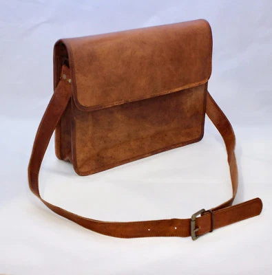 Handmade leather messenger shoulder Bags brown vintage retro satchel bag Large - Image 1 of 3