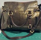 Dooney & Bourke Leather Crocodile Embossed Brown Large Shoulder Hand Satchel Bag