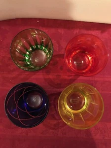 Set Of 4 Neiman Marcus Highball Colored Glasses 4" tall - Picture 1 of 4
