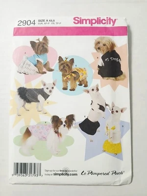 2904 Simplicity Sewing Pattern.  Dog Clothing In Two Sizes - Image 1 of 3
