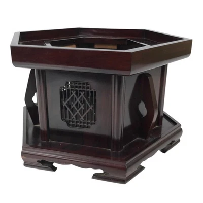 Altar budista japonés grande campana cantora de madera soporte Orin de colección hexagonal BA717 Foto 1 de 4