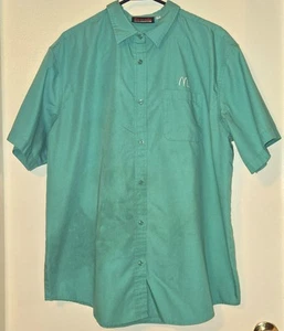 McDonalds Green Button Up Down Employee Uniform Shirt Crew Manager Embroidered - Picture 1 of 6